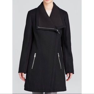 Calvin Klein Asymmetrical Wool Coat Black